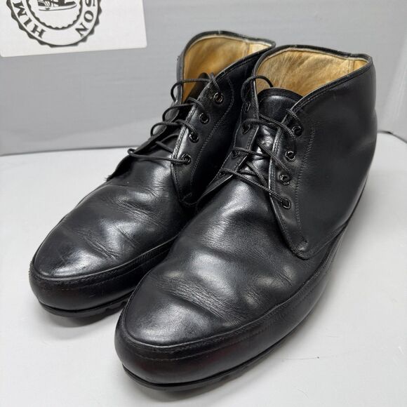 Vintage Men’s Leather Boots Size 11.5 M Black Lace Up Classic Made In Italy main image 7